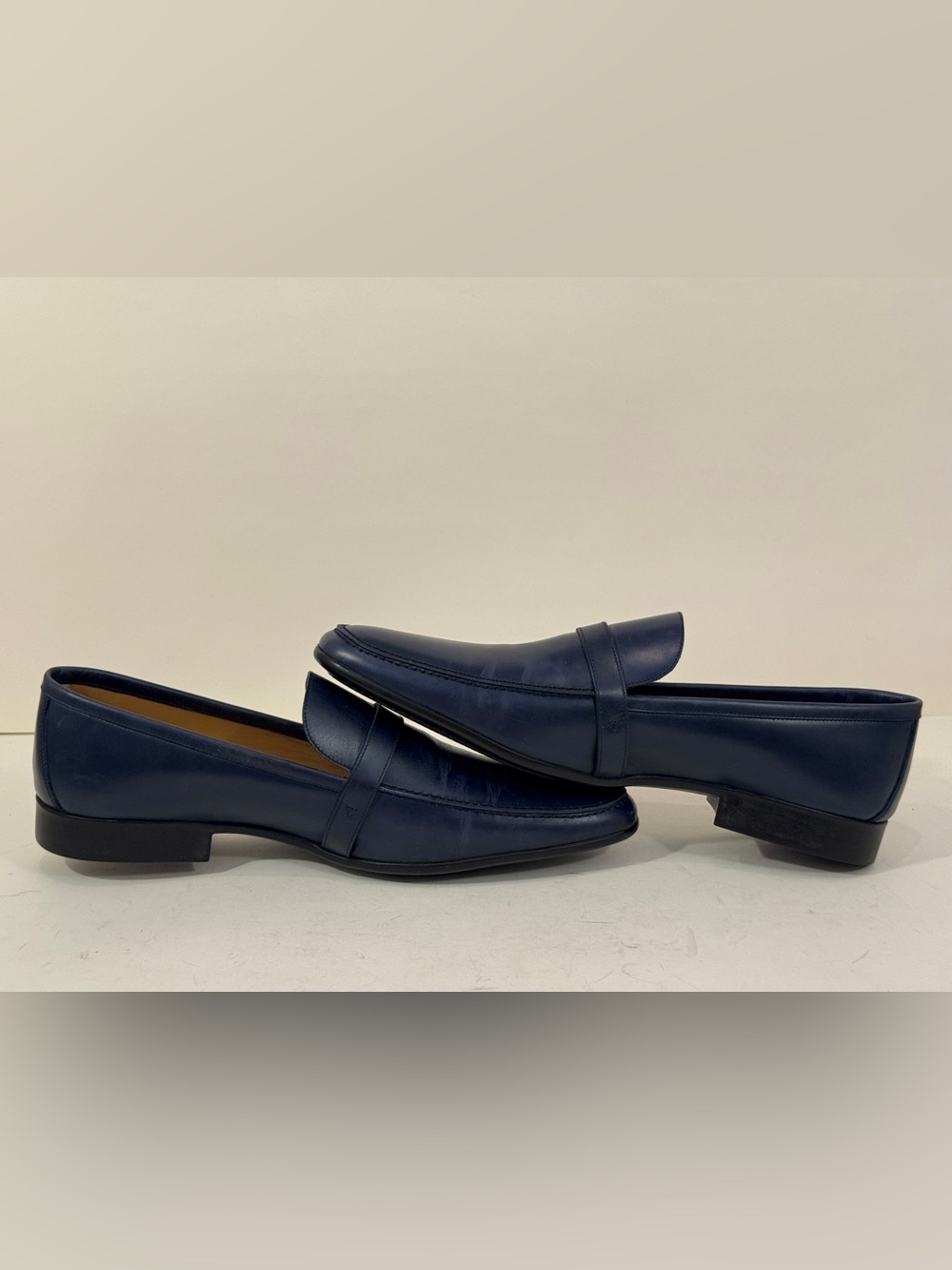 Hermès Men’s US 12 EU 45 Navy Blue Leather H Buckle Loafers NEW Box Dust Bag - Picture 7 of 10